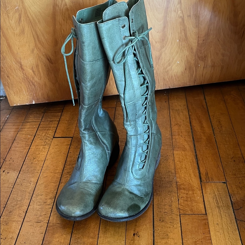 Miz Mooz Alex gladiator tall green leather boots - Picture 3 of 9